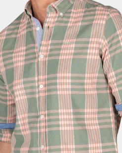 NZA New Zealand Auckland Geruit overhemd roze en groen -