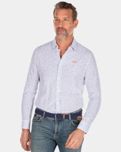 NZA New Zealand Auckland Gestreept linnen overhemd -