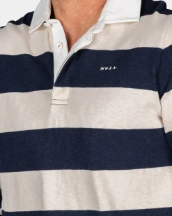 NZA New Zealand Auckland Gestreept zwart wit rugbyshirt -