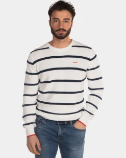 NZA New Zealand Auckland Gestreepte trui met ronde hals ecru zwart -