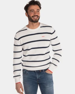 NZA New Zealand Auckland Gestreepte trui met ronde hals ecru zwart -