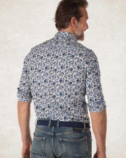 NZA New Zealand Auckland Grijs katoenen overhemd met print -