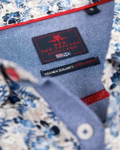 NZA New Zealand Auckland Grijs katoenen overhemd met print -