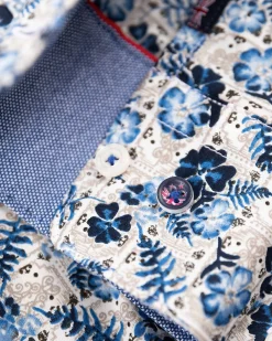 NZA New Zealand Auckland Grijs katoenen overhemd met print -