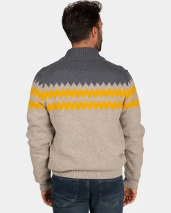 NZA New Zealand Auckland Grijs wollen vest met geel motief -