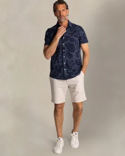 NZA New Zealand Auckland Grijsblauw overhemd met navy bloemenprint