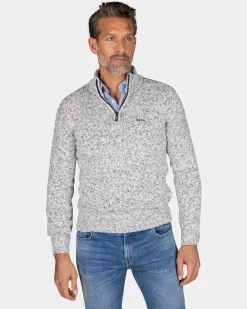 NZA New Zealand Auckland Grijze gebreide trui met halve rits -