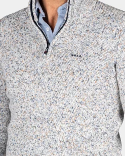 NZA New Zealand Auckland Grijze gebreide trui met halve rits -