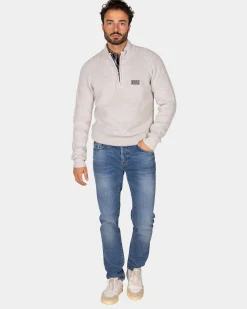 NZA New Zealand Auckland Grijze katoenen trui met halve rits -