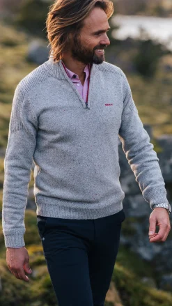 NZA New Zealand Auckland Grijze pullover met halve rits -