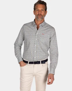 NZA New Zealand Auckland Groen geprint katoenen overhemd