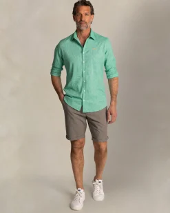 NZA New Zealand Auckland Groen katoen linnen overhemd met lange mouw