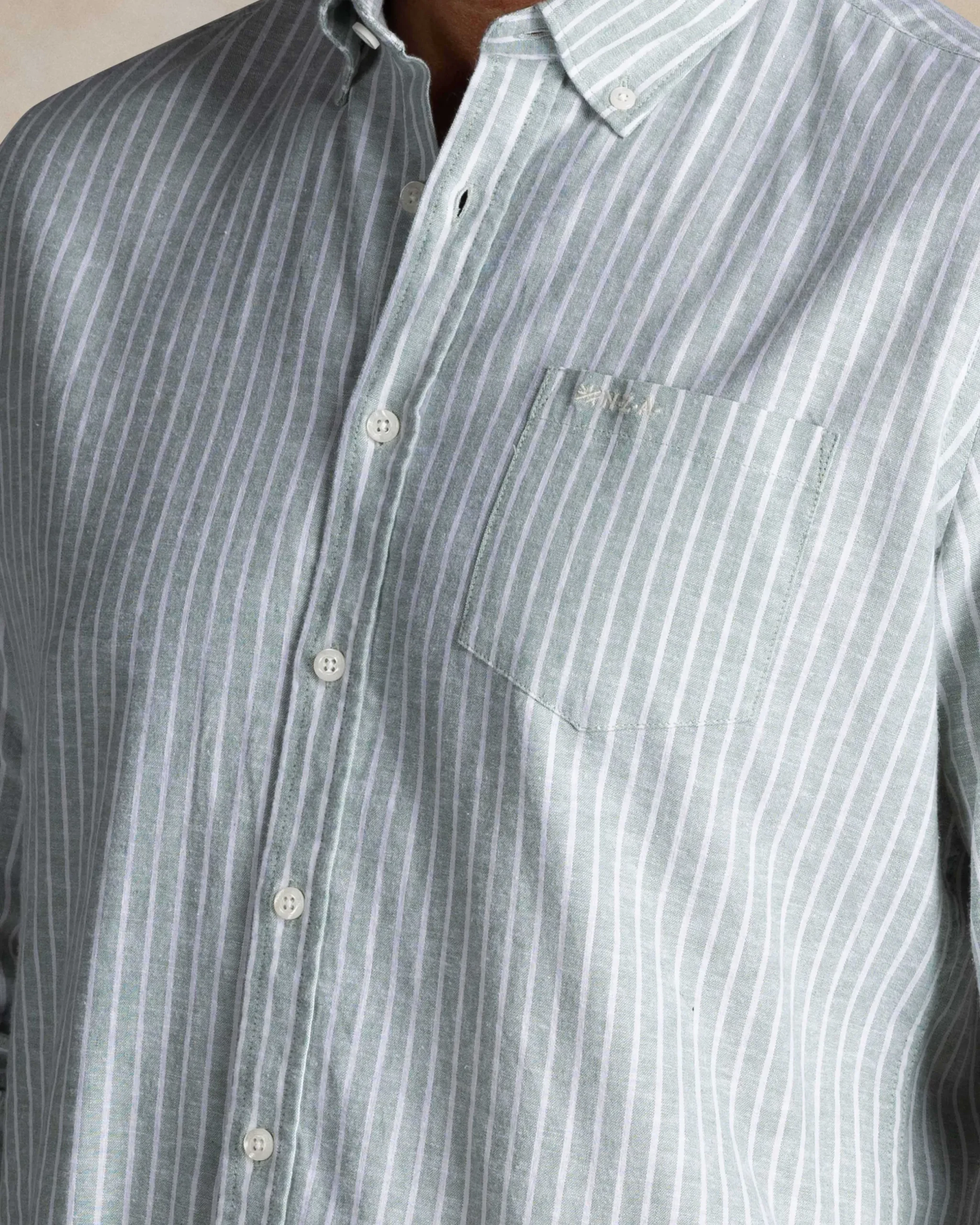 NZA New Zealand Auckland Groen linnen overhemd met knoopsluiting