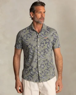 NZA New Zealand Auckland Groen overhemd met blauw witte bladprint