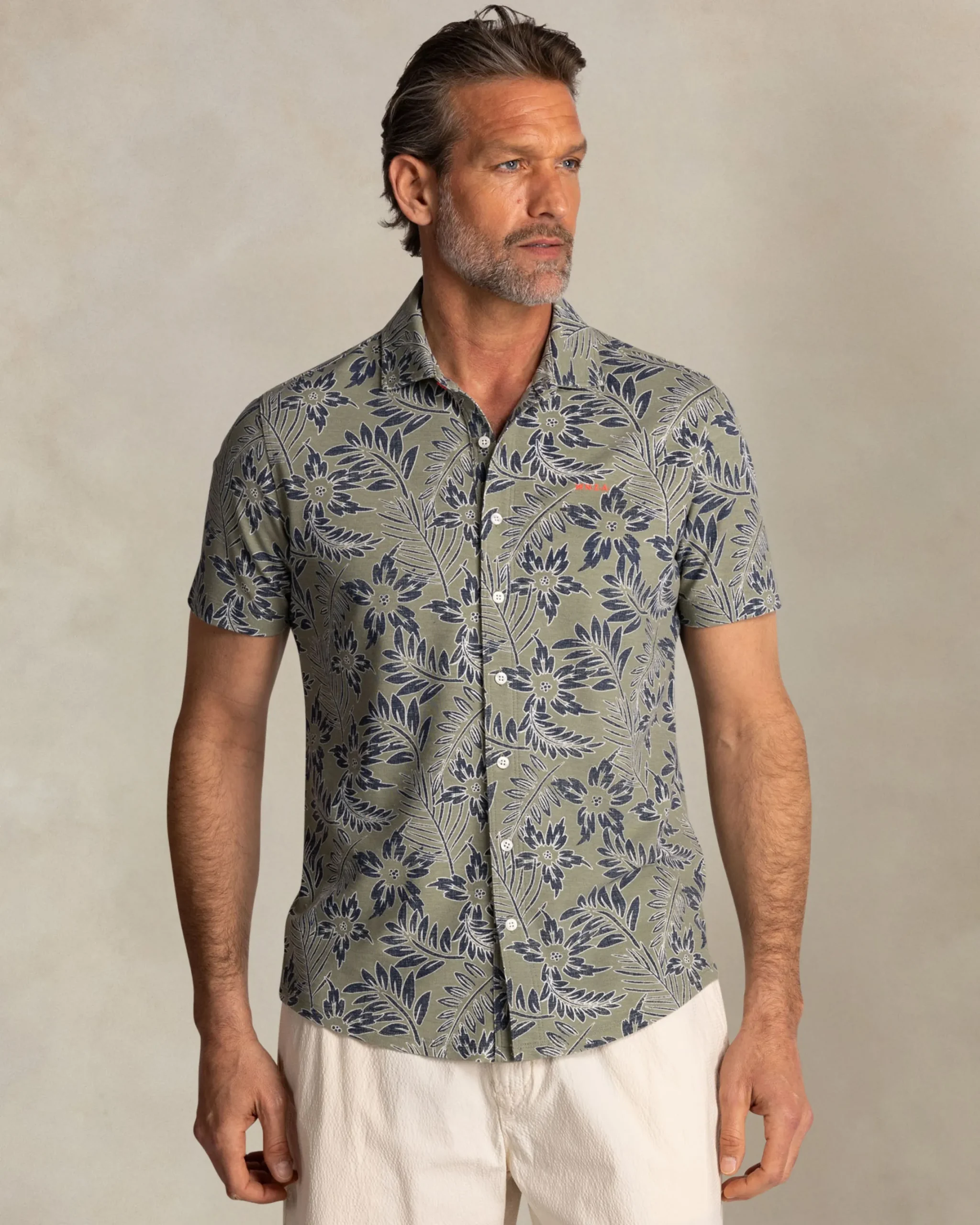 NZA New Zealand Auckland Groen overhemd met blauw witte bladprint