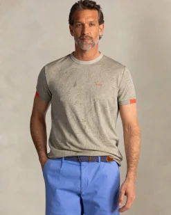 NZA New Zealand Auckland Groen t-shirt met ronde hals en bladprint