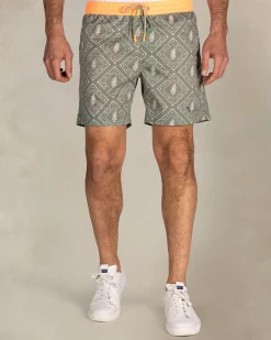 NZA New Zealand Auckland Groene geprinte zwembroek met oranje rand