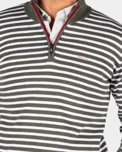 NZA New Zealand Auckland Groene gestreepte trui met halve rits