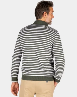 NZA New Zealand Auckland Groene gestreepte trui met halve rits