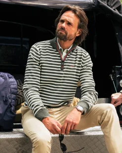 NZA New Zealand Auckland Groene gestreepte trui met halve rits