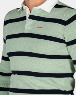 NZA New Zealand Auckland Groene longsleeve polo met donkergroene strepen