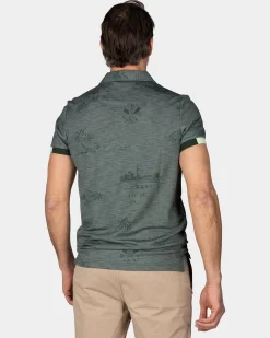 NZA New Zealand Auckland Groengrijze polo met bladprint