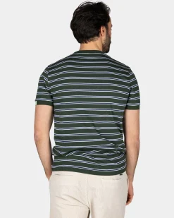 NZA New Zealand Auckland Groen-wit gestreept katoenen t-shirt