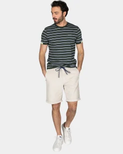 NZA New Zealand Auckland Groen-wit gestreept katoenen t-shirt