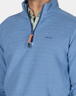 NZA New Zealand Auckland Katoenen blauw pullover met halve rits