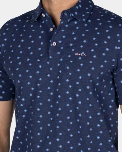 NZA New Zealand Auckland Katoenen blauwe polo met kleine stippen