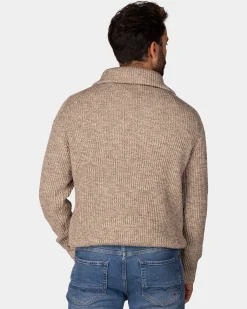 NZA New Zealand Auckland Katoenen bruine gebreide trui met halve rits -