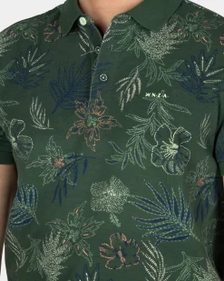 NZA New Zealand Auckland Katoenen groene polo met bladprint