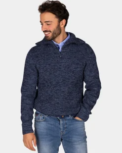 NZA New Zealand Auckland Katoenen navy gebreide trui met halve rits -