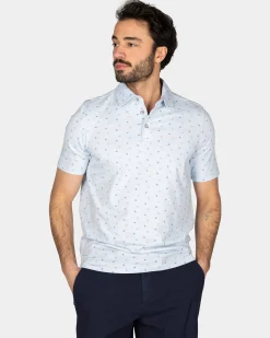 NZA New Zealand Auckland Katoenen pastelblauwe polo met kleine stippen