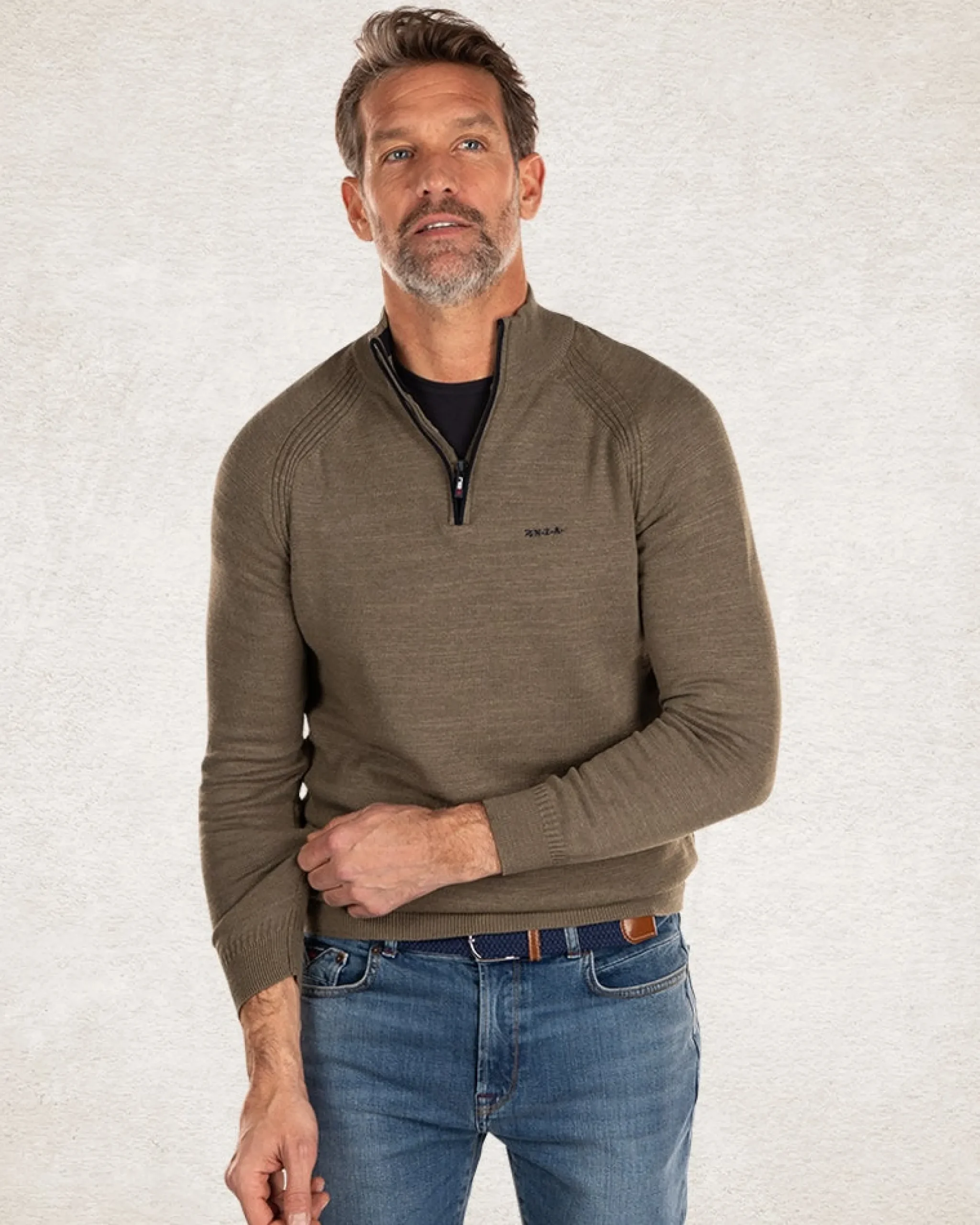 NZA New Zealand Auckland Katoenen trui met halve rits -