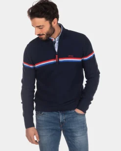 NZA New Zealand Auckland Katoenen trui met halve ritssluiting -