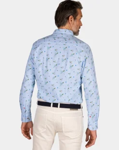 NZA New Zealand Auckland Lichtblauw geprint overhemd