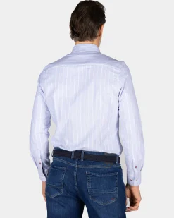 NZA New Zealand Auckland Lichtblauw gestreept overhemd