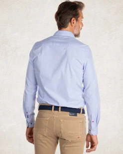 NZA New Zealand Auckland Lichtblauw katoenen overhemd met lange mouwen -