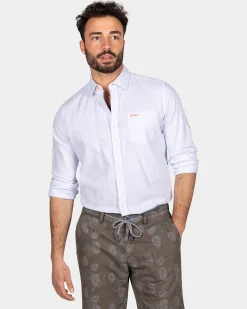 NZA New Zealand Auckland Lichtblauw linnen overhemd met stretch -