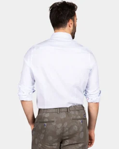 NZA New Zealand Auckland Lichtblauw linnen overhemd met stretch -