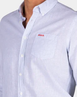 NZA New Zealand Auckland Lichtblauw linnen overhemd