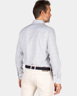 NZA New Zealand Auckland Lichtblauw linnen overhemd met print