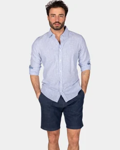 NZA New Zealand Auckland Lichtblauw linnen overhemd -