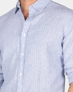 NZA New Zealand Auckland Lichtblauw linnen overhemd -