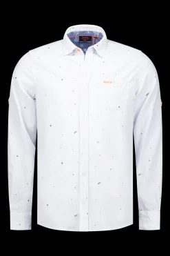 NZA New Zealand Auckland Lichtblauw overhemd met bladprint -