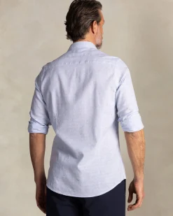 NZA New Zealand Auckland Lichtblauw overhemd van katoen en linnen