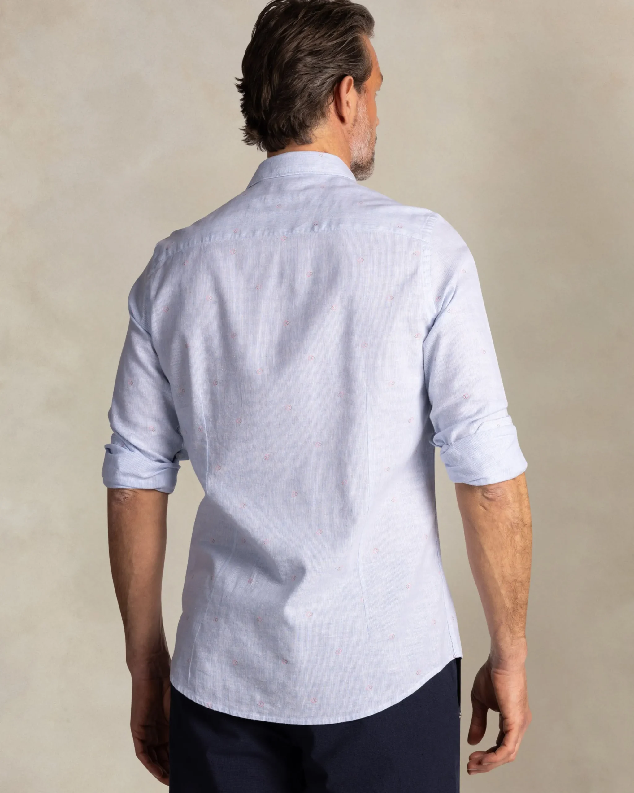 NZA New Zealand Auckland Lichtblauw overhemd van katoen en linnen