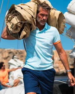 NZA New Zealand Auckland Lichtblauw polo met bladprint