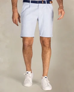NZA New Zealand Auckland Lichtblauwe chino shorts van katoen met linnen en tencel
